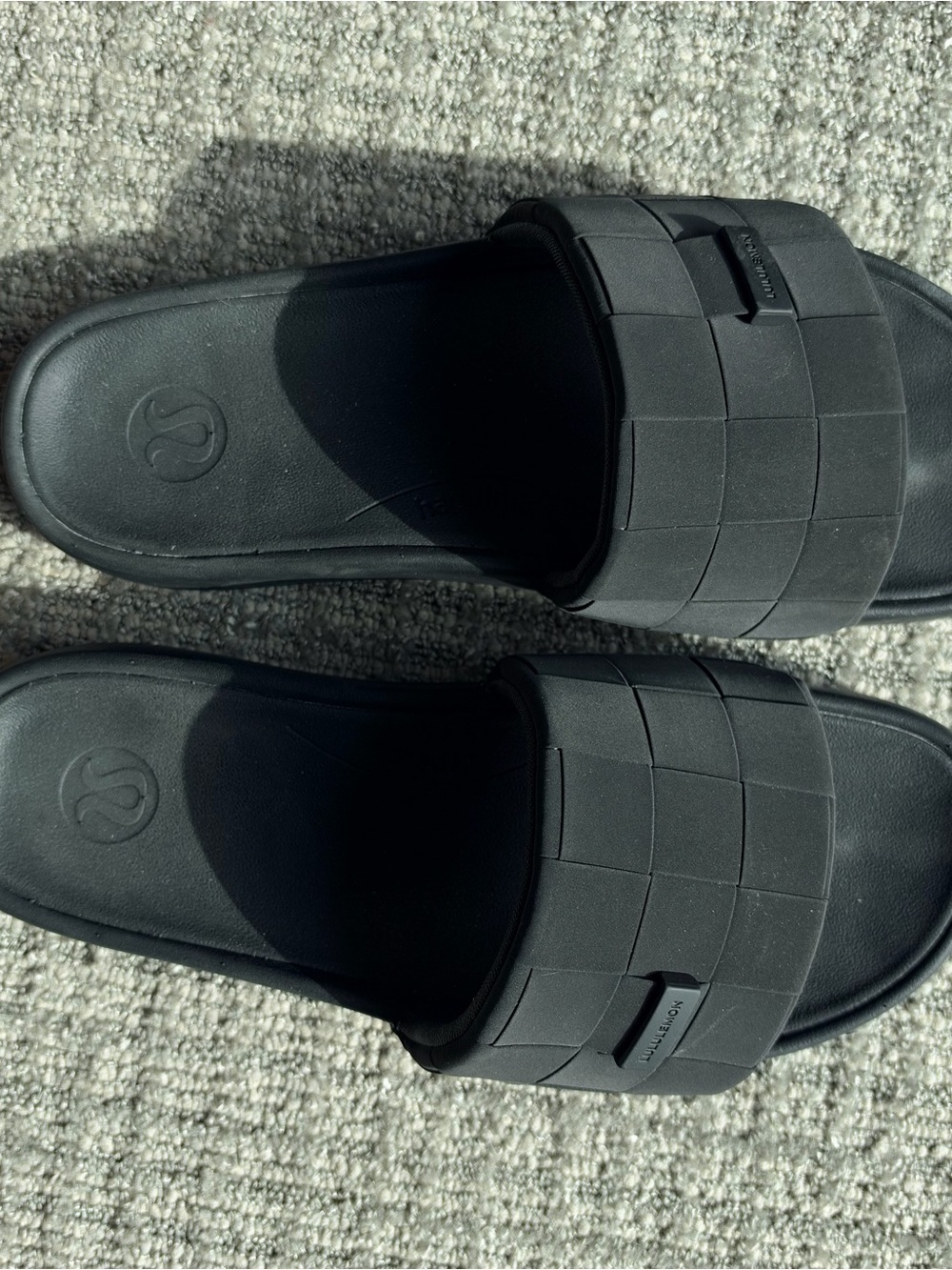lululemon athletica Black Slide Mules with Textured Strap